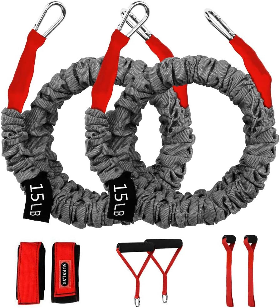 Workout Resistance Bands, Resistance Cords for Shoulder Exercise Comes with 2 Same Weight Resistance Tubes, Handles - Ankle Straps - Door Anchor - Carry Bag