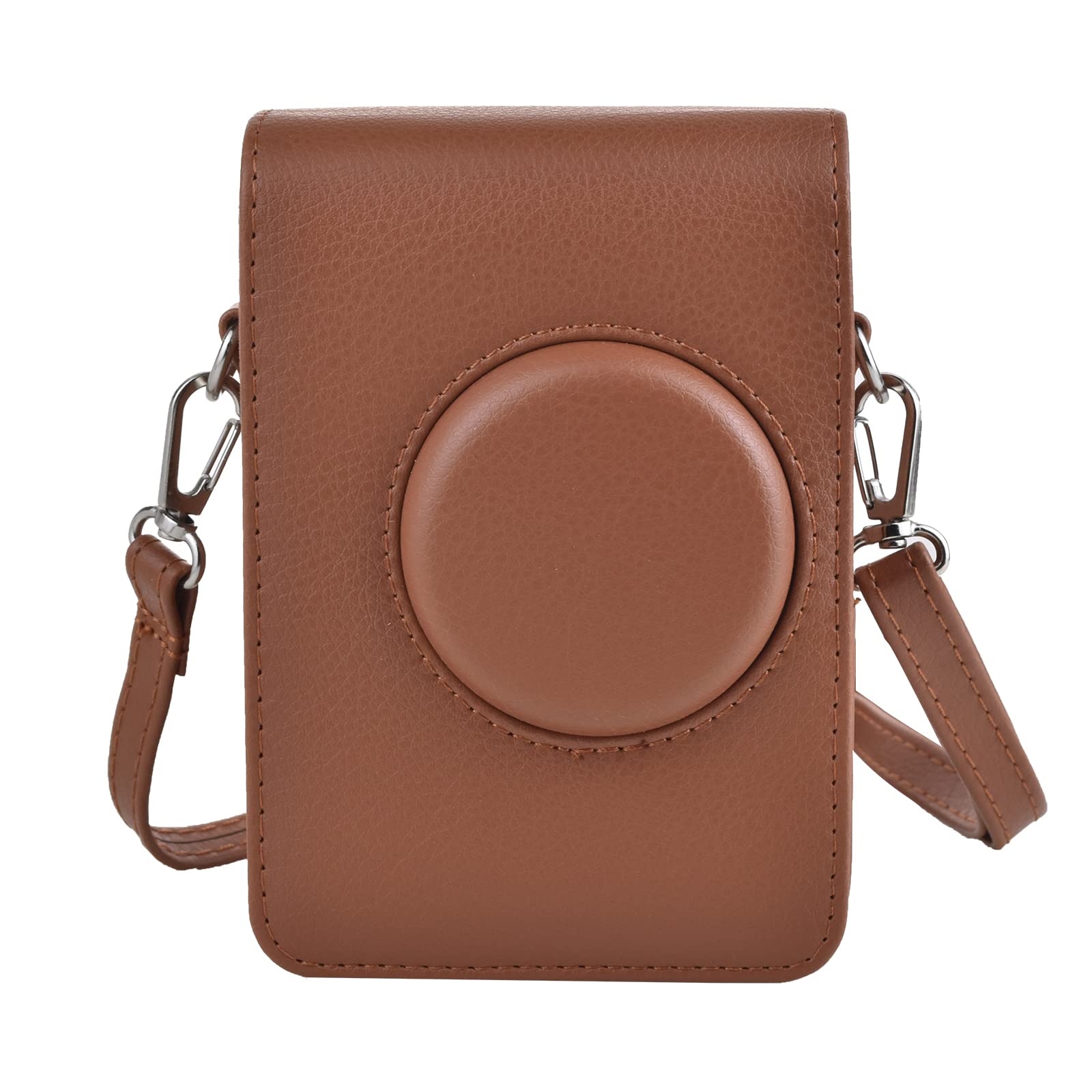 HIYQIN Mini EVO Carry Case, Protective Case Compatible with Fujifilm Instax Mini EVO, Mini EVO Leather Carry Bag with Removable Adjustable Strap - Brown