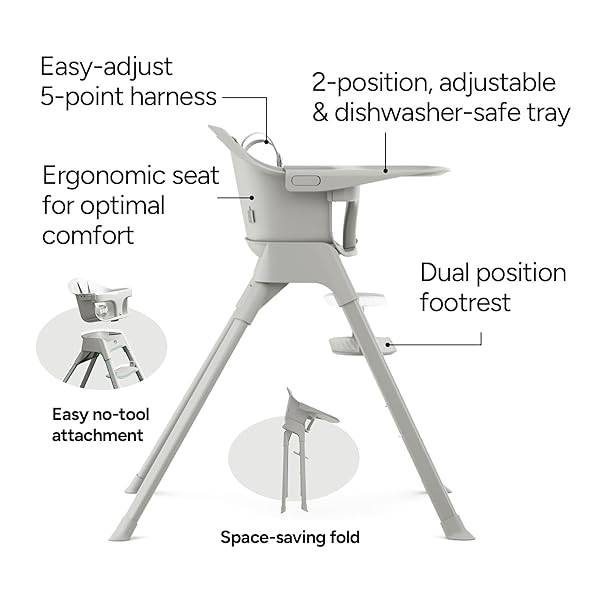 MOMPUSH OLLI 7-IN-1 CONVERTIBLE HIGH CHAIR FOR BABIES AND TODDLERS – ADJUSTABLE HEIGHT & FOOTREST, DISHWASHER-SAFE TRAY, COMPACT FOLDABLE DESIGN FOR EASY STORAGE & TRAVEL, LIGHTWEIGHT YET DURABLE