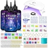 SolaraGlaze UV Resin Jewelry Making Kit with UV Lamp and Casting Tools 360g Crystal Clear&Low Odor DIY Jewelry Making Resin Kits, Resin Starter Kit for Keychain, Hair Clip and Earring