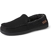 Dearfoams mens Keaton Memory Foam Indoor Outdoor Moccasin With Wide Widths Slipper