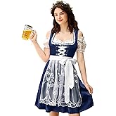 KOJOOIN Women's German Dirndl Dress 3 Pieces Traditional Bavarian Oktoberfest Costumes For Carnival Party