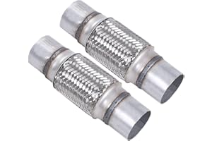 FGJQEFG 2PCS Exhaust Flex Pipe Stainless Steel Braid 2.5"Inch x 6"Inch w/Ends 10"Inch Long Heavy Duty