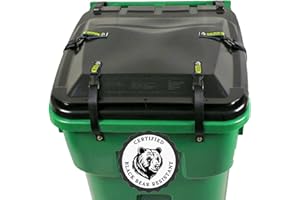 TRASHLOCKER.COM Ultimate Black Bear Trash Lock -Animal Proof existing Trash cans, Four Straps. Also Works for Wind, Raccoon, Opossum, and Other varmints/Critters (Ultimate Black Bear Four Strap)