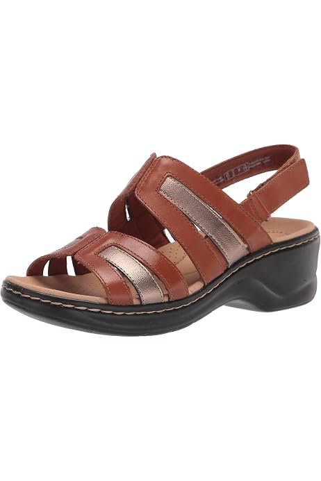 Amazon.com | Clarks womens Leisa Ruby Flat Sandal, Metallic Synthetic, 5.5  US | Flats