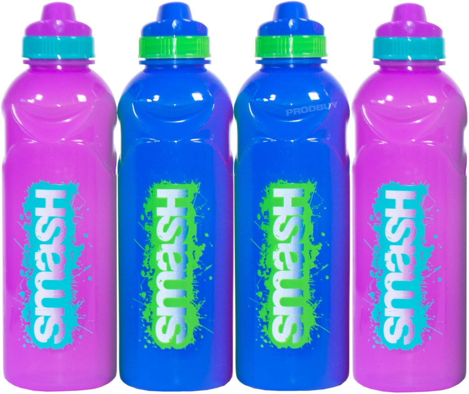 Set of 4 Colour BPA Free 750ml Plastic Water Drink Bottles School Kids Sport (Purple & Blue)