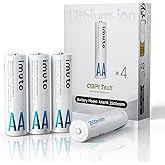 imuto Rechargeable aa Batteries, 2500mWh aa Lithium Batteries 4 Pack, 1.5V 2A Output Double a Battery, 1600+ Cycle Life