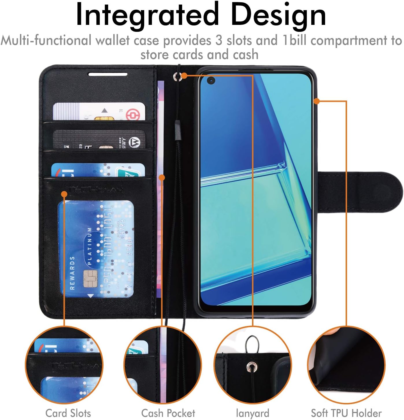 TECHGEAR Leather Wallet Case for Oppo A72 / A52 / A92, Flip Protective Case Cover with Wallet Card Holder - Image 4