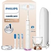 Philips Sonicare DiamondClean 9750 Electric Toothbrush, 4 Brush Heads, Rose | 2000% More Plaque Removal&sup1;, Visual Pressure Sensor, 15 Brush Setting, App Connected, 14-Day Battery, Charging Case, HX9924/67