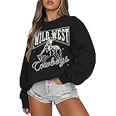 Kelxjia Western Sweatshirts For Women Oversized Cowgirl Pullover Graphic Country Sweatshirt Vintage Rodeo Long Sleeve Shirts