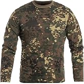 Mil-Tec Men's Camo Durable Cotton Lightweight Breathable Active Tactical Outdoor Crew Neck Straight Cut Long-Sleeve T-Shirt