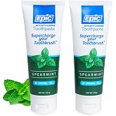 Epic Xylitol Fluoride Toothpaste - SLS-Free Spearmint, 4.9oz (2-Pack) | 31% xylitol; gluten free; vegan; for dry mouth; daily adult oral care