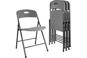 COSCO Solid Resin Folding Chair, 4-Pack, Grey