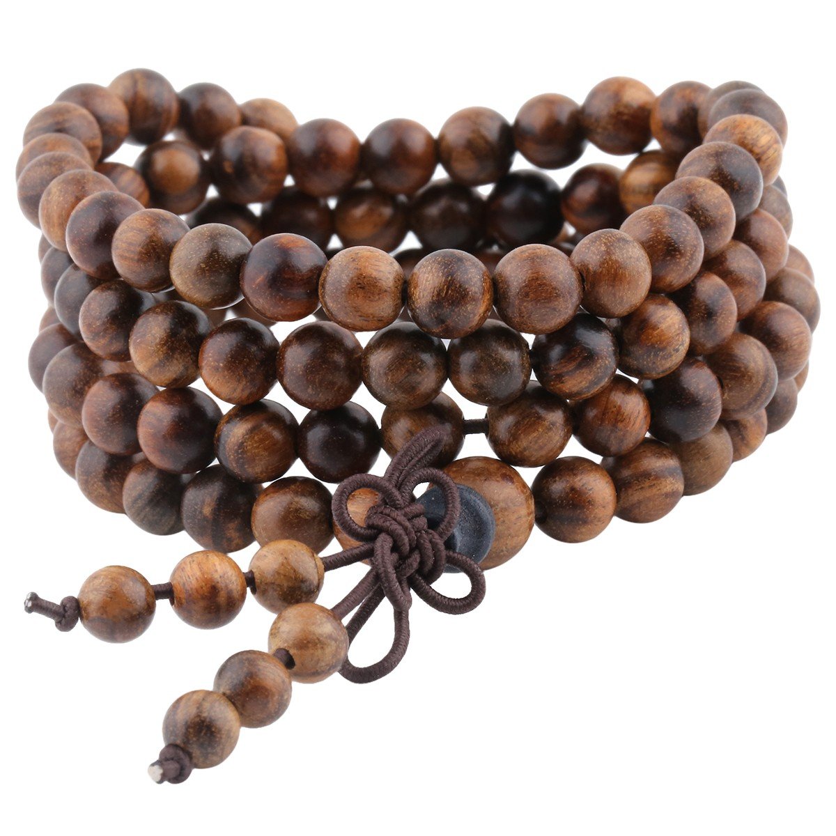 Shanxing 6mm Black Rosewood 108 Prayer Beads Mala Wrap Bracelet for Men Women, Buddha Meditation Worry Beads Bracelet Tibetan Buddhist Buddhism Jewellery Gift Wooden Bead Necklace