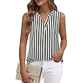 Timeson Women's Chiffon V Neck Sleeveless Blouse Tops Office Work Shirts