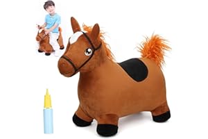 INPANY Bouncy Horse Toys for 2 Year Old Boy, Toddler Plush Bouncing Farm Animals, Inflatable Hopper, Jumping bounce Horse, Kid Ride on Rubber Bouncer, Outdoor Indoor Baby Birthday Gift for 3 4 Yr Girl