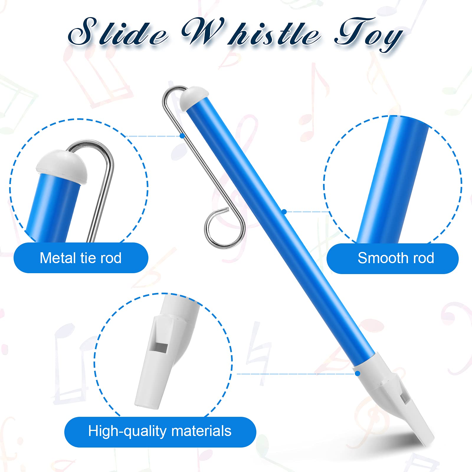 Boao 3 Pieces Slide Whistle, Slide Whistle Musical Instrument Toy for Parent-Child Games, Children's Speech and Oral Muscle Training, 10.5 Inch (Blue Purple Yellow)