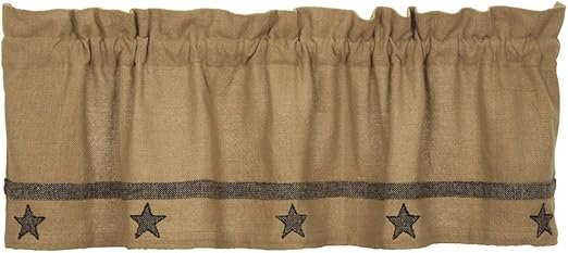 Amazon Com Ihf Home Decor Burlap Star Design Valance Window
