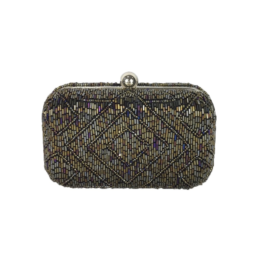 From St Xavier Hayley Art Deco Beaded Box Clutch, Multi