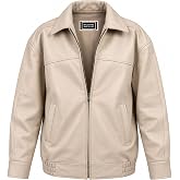 Jild Women&rsquo;s Oversized Lambskin Leather Jacket - Casual Fashion Outfits | Lambskin Leather, Premium Lining, Hand Pockets, Inside Pockets, Cuff Sleeves, Elastic-waist, Bomber Jacket Design, Loose Fit
