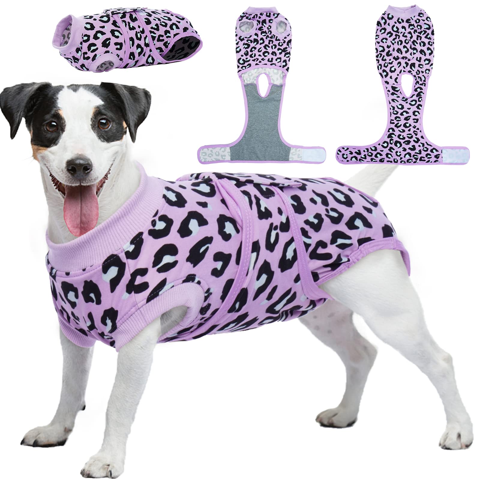 Kuoser Dog Surgery Recovery Suit, Dogs Recovery Suits for Female Spay and Male Neuter, Dog Onesie for After Surgery Post-Op Care, Puppy Post Body Vest Prevent Licking, Purple XS