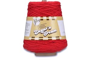 Lily Sugar N Cream Cones Red Yarn - 1 Pack of 14oz/400g - Cotton - #4 Medium - 706 Yards - Knitting/Crochet