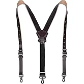 WELKINLAND Heavy-Duty Buffalo Leather Work Suspender, 1.5"-Wide Brown Leather Suspenders for Man, Top-Grain Leathers Suspender Man Belt Loop for Jeans, Genuine Leathers Suspenders for Men Western