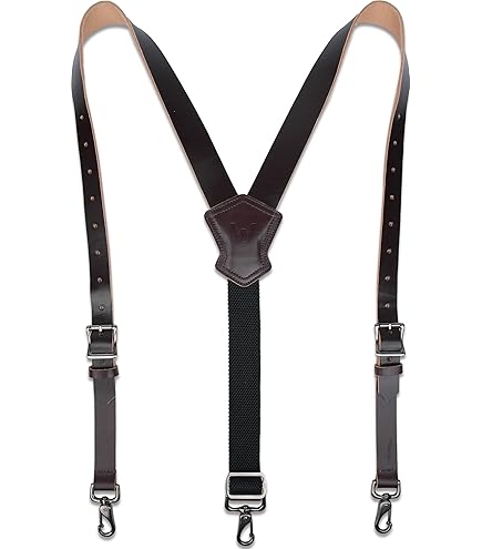 Tourbon Genuine Leather Suspenders for Men Heavy Duty Y Back