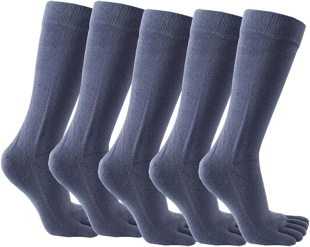 OKSakady 5 Pack Men Boot Long Toe Socks, Men Winter Warm Cotton Leg Warmers Five Fingers Toe Socks (Dark Grey, One Size)