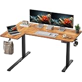 YIHAYO Reversiable L-Shaped Electric Standing Desk, 55 Inches Stand Up Corner Desk, Sit and Stand Up for Work Office Home, Ergonomic Rising Computer Table with Splice Board, Rustic Brown