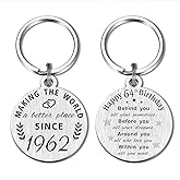ABNTY 64th Birthday Gifts for Women Men, 64 Year Old Birthday Keychain, Born in 1962 Gifts, 1962 Birthday Decorations