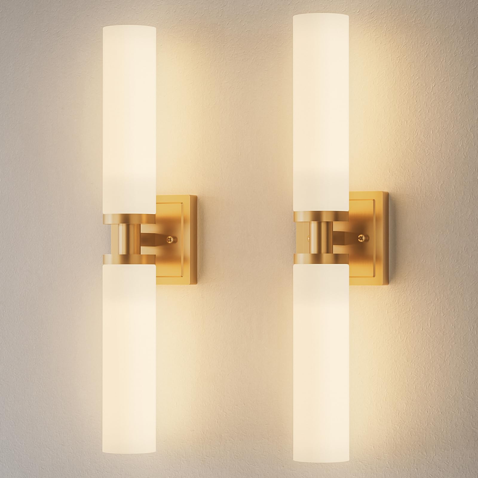 Photo 1 of ***MISSING GOLD PIECES - ONLY GLASS***
Gold Wall Sconces Set of Two, Bathroom Sconces with Frosted Glass Shade, Modern Vanity Sconces Lighting over Mirror, Wall Light Fixtures for Living Room Bedroom Hallway (Bulbs Not Included)