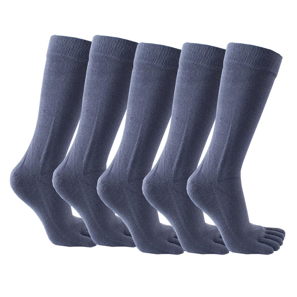 OKSakady 5 Pack Men Boot Long Toe Socks, Men Winter Warm Cotton Leg Warmers Five Fingers Toe Socks (Dark Grey, One Size)