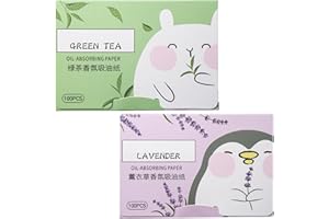 FGEAKL 200 Sheets Oil Absorbing Sheets for Face,Oil Blotting Sheets for Face Soft Oil Unisex Blotting Papers,Makeup Blotting Paper Oil Blotting Sheets for Oily Care (Green tea+Lavender)