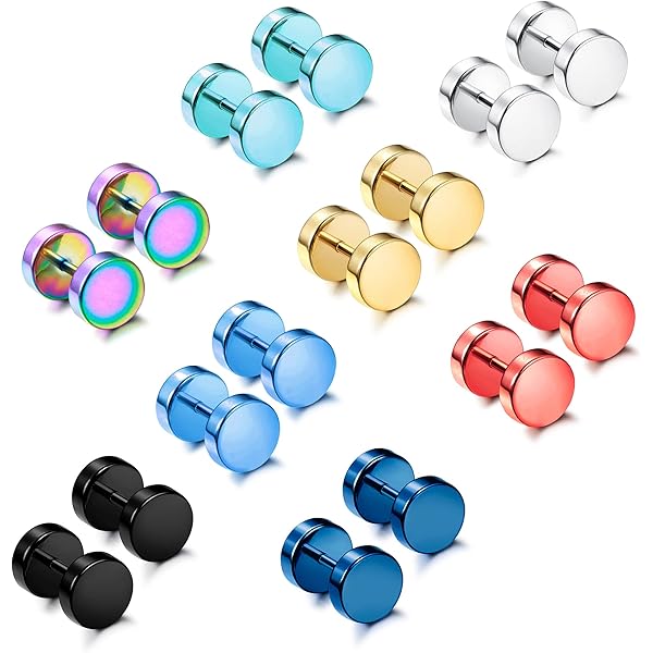 Amazon.com: Jstyle 8 Pairs Dot Stud Earrings for Men Women