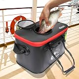 MMSGA Fishing Bucket 6/8/10 Gallon Foldable EVA Live Fish Container Black view 3