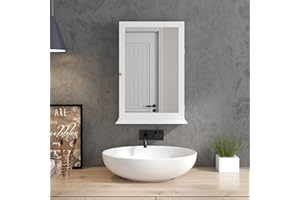 SogesGame Bathroom Medicine Cabinet with Mirror,Wall Mounted Storage Cabinet Mirror Cabinet for Bathroom Living Room, White