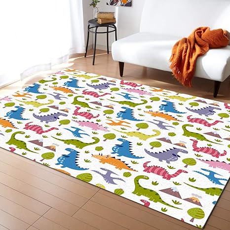 Amazon カーペット 可愛い 恐竜 ラグ ラグマット じゅうたん 滑り止め付 防音 おしゃれ 床暖房 ホットカーペット対応 オールシーズン 折り畳み可能 雰囲気変わり 5 X8 ラグ カーペット オンライン通販