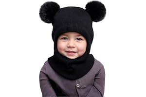Sea Zaela Toddler Winter Hat Scarf Baby Beanie with Neck Warmer Boys Girls Warm Windproof Knit Hats 1-6 T
