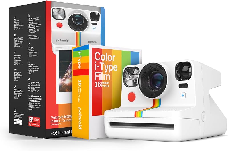 Polaroid Now+ Generation 2 Camera Bundle White Bluetooth App Control 16 Photos