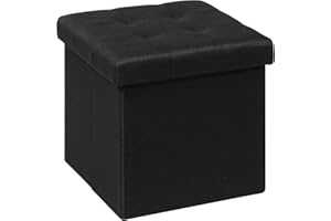 B FSOBEIIALEO Storage Ottoman Cube, Storage Chest Folding Ottomans Footrest for Living Room Seat, 12.6"X12.6"X12.6" (Linen Black)