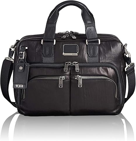 tumi alpha leather briefcase