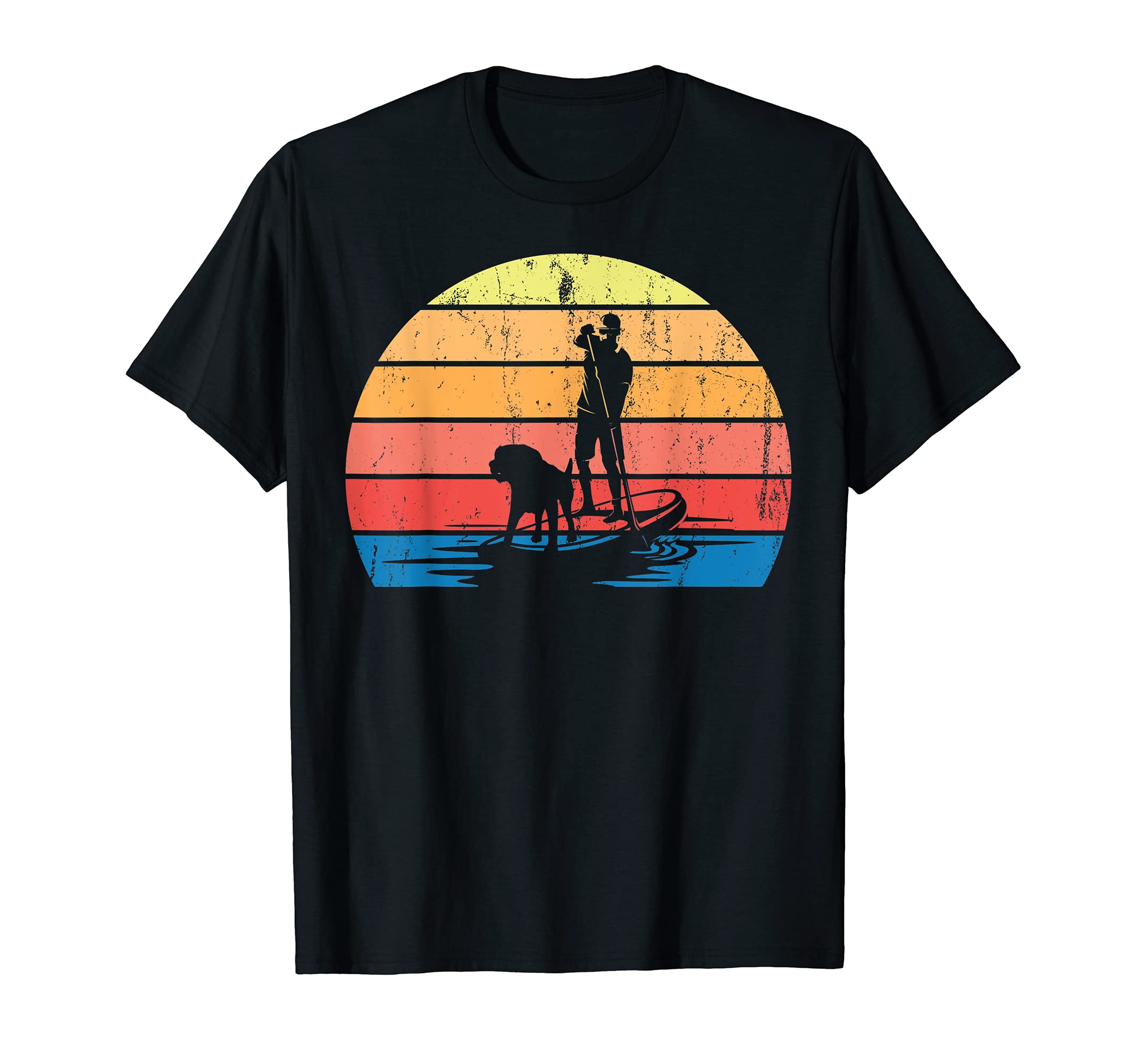 Sunset SUP Paddleboarder Dog Animal Stand Up Paddling T-Shirt