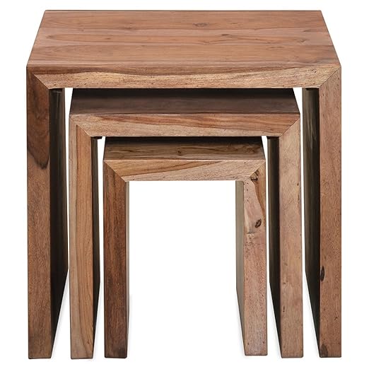 home by Nilkamal Cubic Set of 3 Nesting Tables (Brown) Amazon.in Home & Kitchen