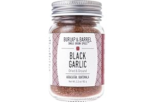 Burlap & Barrel Black Garlic Powder – Rich, Savory Flavor – Perfect for Roasted Proteins & Vegetables – Black Garlic Seasoning – As Seen On Shark Tank - Kitchen Gift for Cooks - 2.2oz Jar