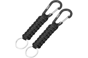 Paracord Keychain with Carabiner, EOTW Military Braided Paracord Lanyard Key Chain with Locking D Ring