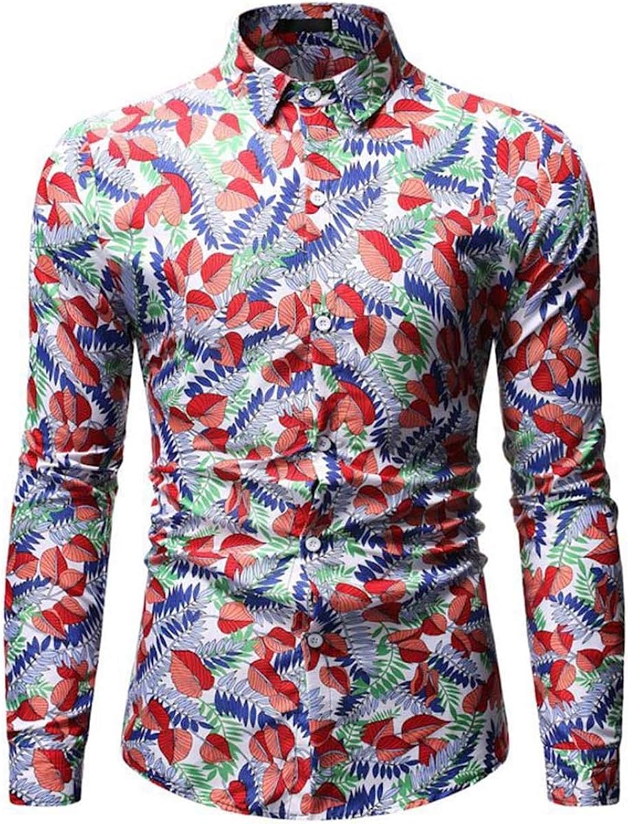 Men's Shirt Stylish Slim Fit Button Down Long Sleeve Floral Shirt at  Men’s Clothing store