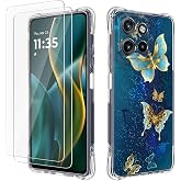 FollmeAir for Motorola Moto G 5G 2025/2026 Case+Screen Protector,Slim Flexible TPU for Girls Women Reinforced Corners Shock Absorption Soft Cover for Moto G Play 5G 2026 (Butterfly)