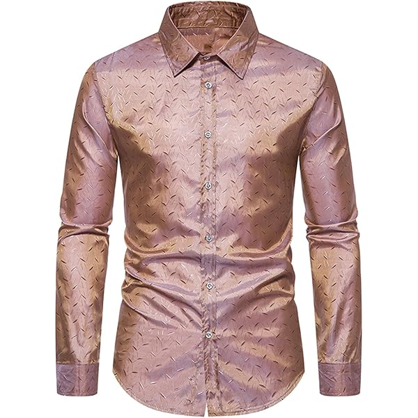 トップス studs color shirt gimmick Lars Amadeus Men's Round Neck Long Sleeve Disco Party