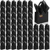 Qilery 50 Pcs St Patricks Paper Gift Bags Bulk with Tissue Paper Small Gift Bags with Handle and Tags for Birthday Wedding Mothers' Day Party Business(Black,4.7 x 2.4 x 3.9'')